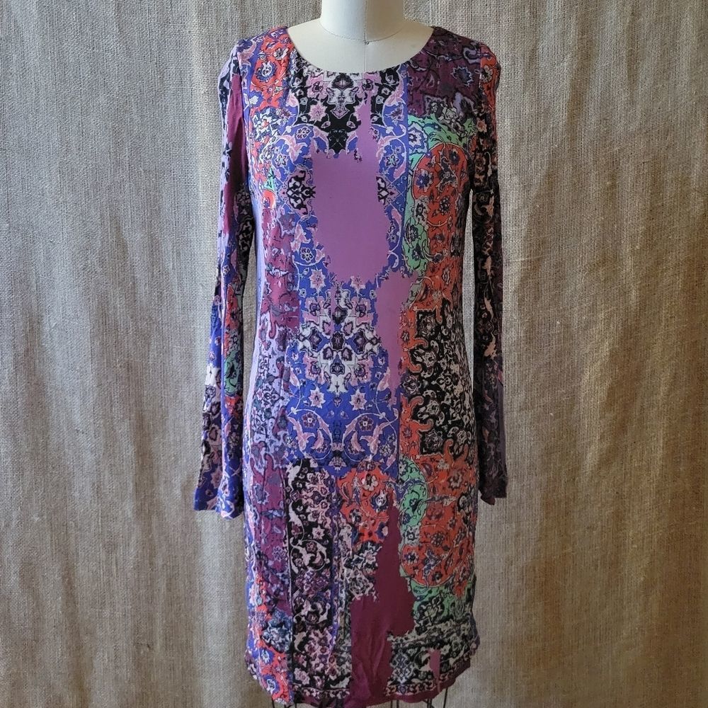 Artelier Nicole Miller Abstract Floral Jersey Knit Dress -P